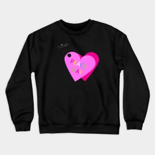 Peace Day heart-shaped key chain Crewneck Sweatshirt